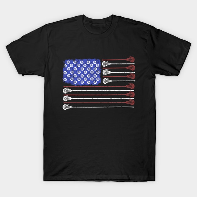 Larcrosse USA Flag Vintage T-Shirt by Jonny1223